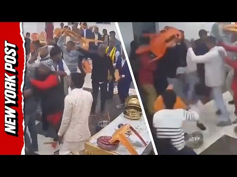 Wild fight breaks out at Indian wedding over DESSERT shortage
