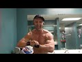 Little arm workout posing session after training men's physique bodybuilding