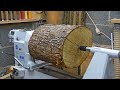 100+ STITCHES! - The biggest log I ever turned - Woodturning