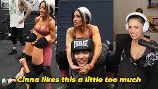 Valkyrae Reacts to Cinna Getting Manhandled by Zelina Vega