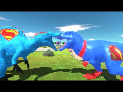 SUPERMAN SPINO and T-REX vs DRAGON DEATH RUN - Animal Revolt Battle Simulator