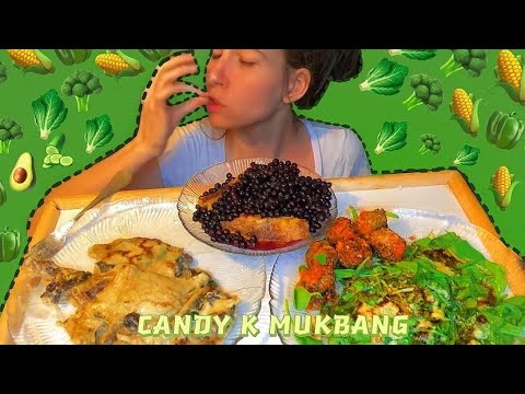 CANDY K MUKBANG!! Veggie Crepes, Blueberry Banana Soufflé and Wilted Salad 🥗