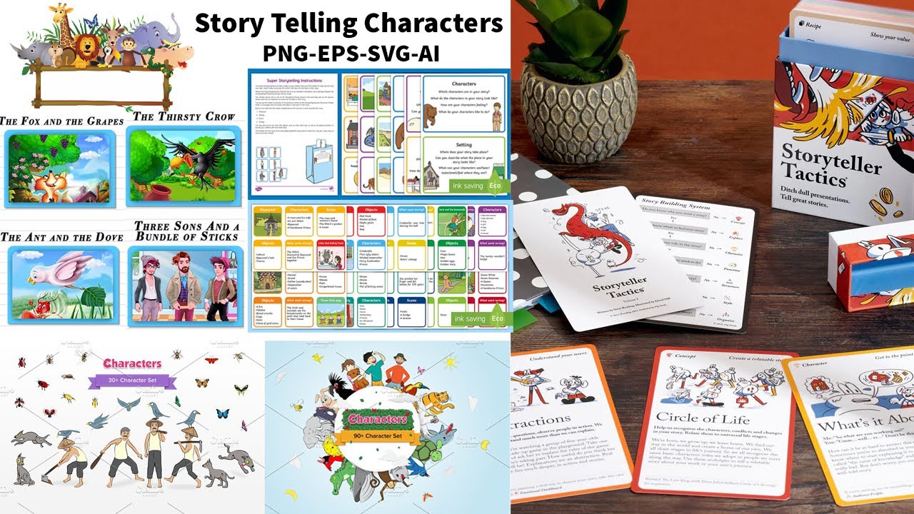 Story Telling Characters Bundle With PNG AI SVG EPS Files| |Sheri Sk| |Story PNG|