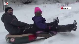 Abant’ta Şambrel Eğlencesi Kayak Pistine Çevirdiler