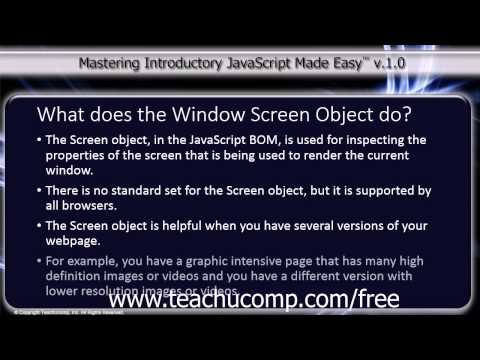 Javascript Training Tutorial What Does The Window Screen Object Do