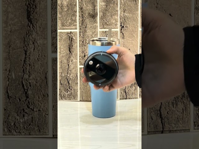 كوب حافظ حرارة استيل ازرق فاتح 900 مل مع مصاص