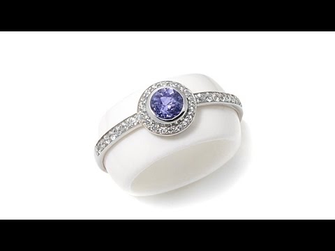 Rarities White Agate, Tanzanite and Gem Band Ring