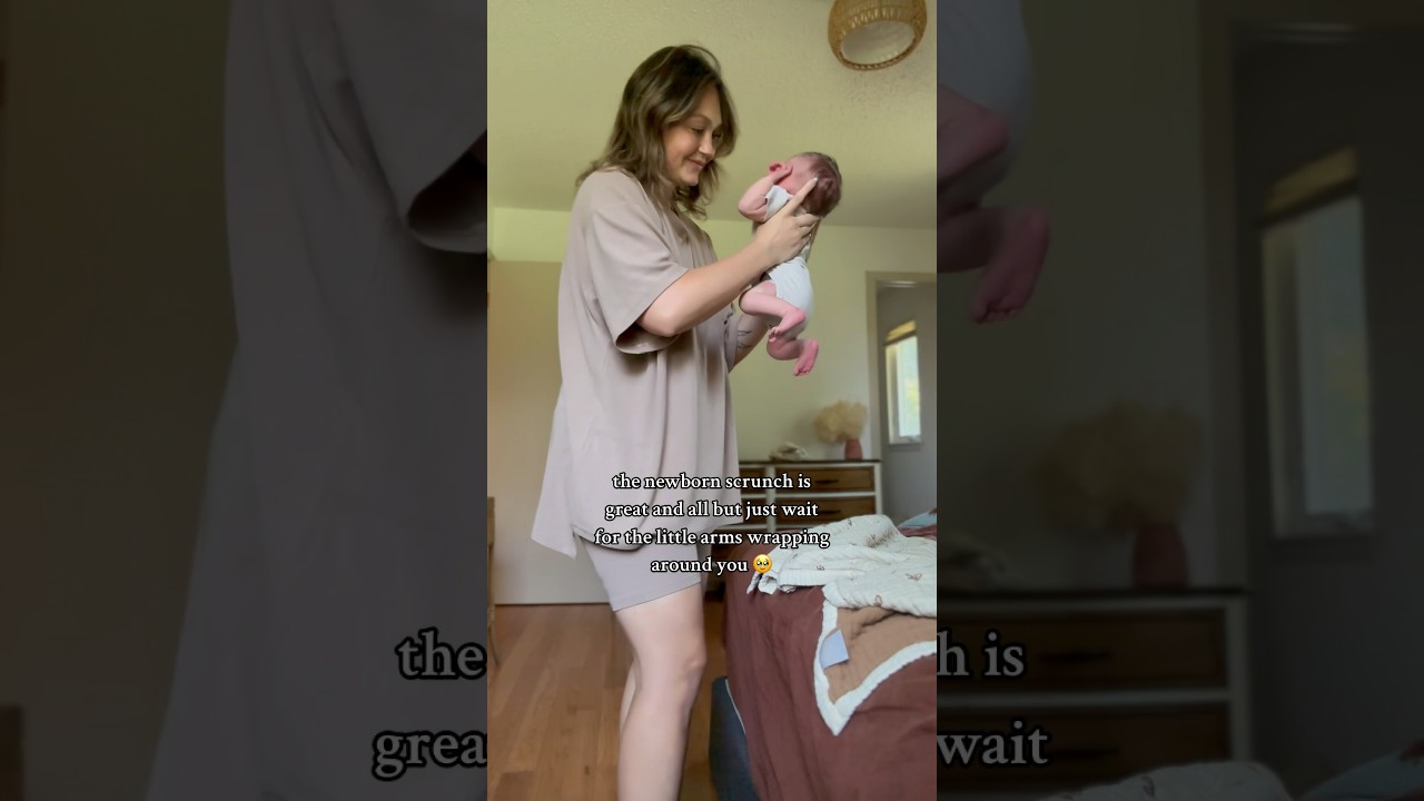 the newborn scrunch and baby hugs are the best 😭 #wholesome #mom #postpartum #baby #youtubeshorts