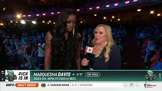 🚨 MARQUESHA DAVIS #11 PICK AT 2024 WNBA DRAFT BY NEW YORK LIBERTY + Interview | Ole Miss Rebels