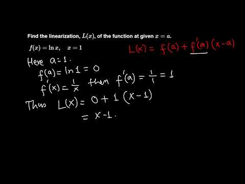 Calc I: Linearization of f(x) = ln x  at 1