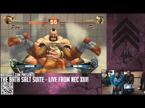 Flash Metroid (Zangief) VS. Q (Sagat/Dhalsim) - AirJuggle Bath Salt Suite at NEC XIII