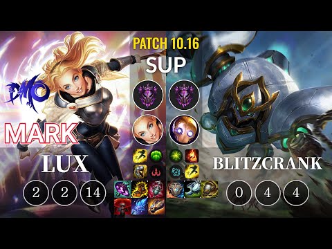 DMO Mark Lux vs Blitzcrank Sup - KR Patch 10.16