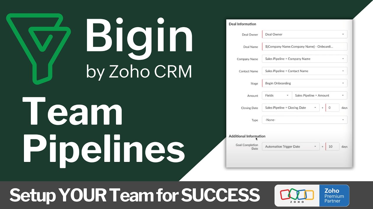 Team Pipelines Tutorial for Zoho Bigin