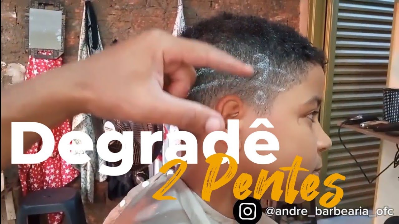 Ensinei meu filho a cortar cabelo. Degradê com 2 pentes