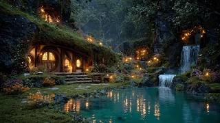 Magical Forest Music | Cozy Fairy Cottage by the Crystal Pool with Gentle Waterfall Sounds