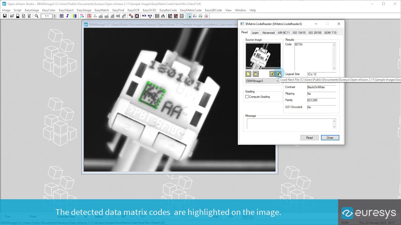 Reading and grading data matrix codes