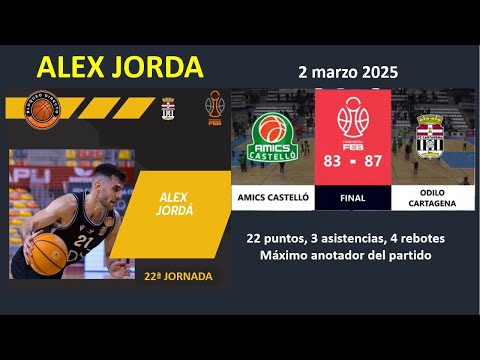 Alex Jordá #21: 22 Puntos AMICS CASTELLO vs ODILO CARTAGENA (2 marzo 2025)