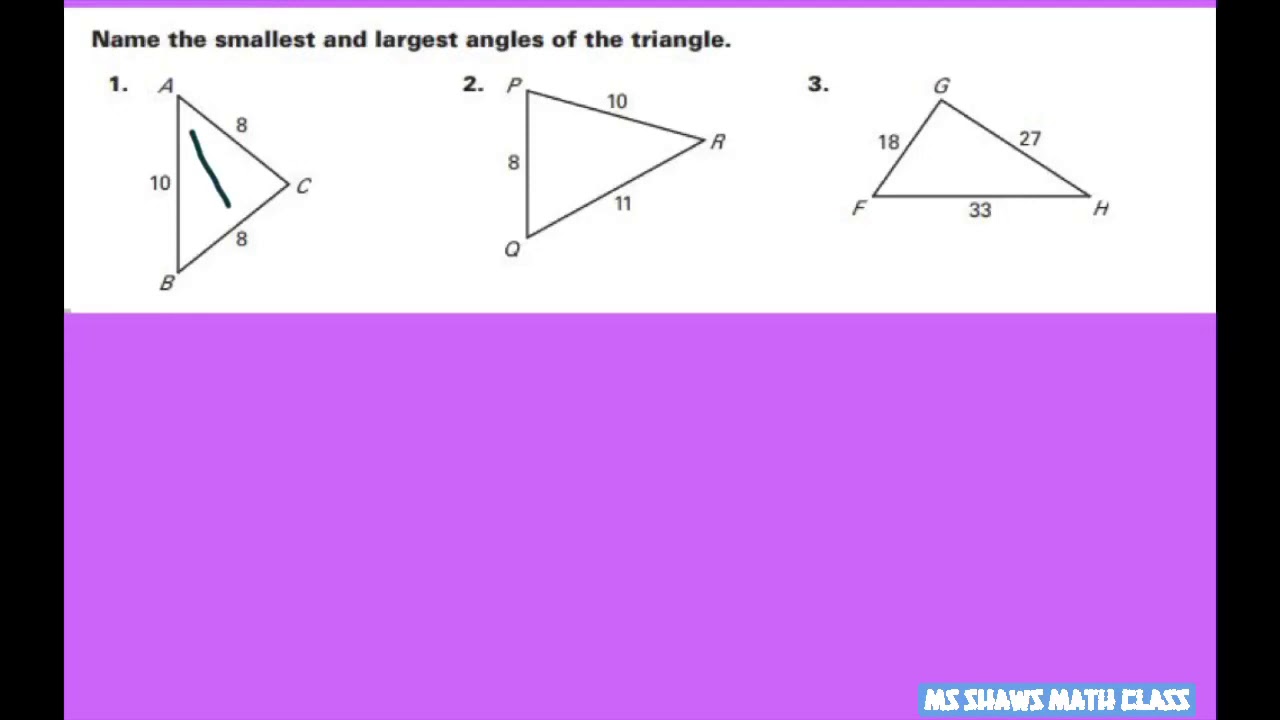 Which angle is the smallest angle of the triangle?