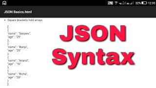 Json Syntax, Json object and Json array