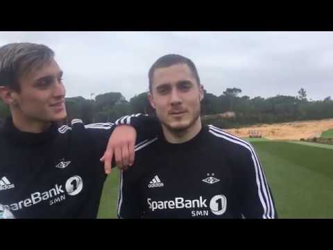 Djordje Denic (5) and Jonathan Levi (17), Rosenborg BK having fun at trainingcamp in Algarve