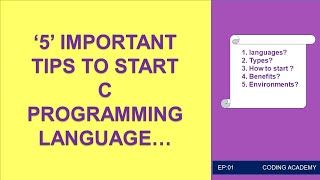 Download the video "C Programming Language for Beginners | 5 important tips to start any programming languages"
