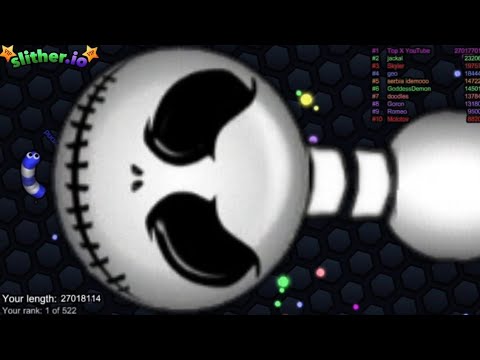 Slither.io A.I. Scary Smile Vs Tiny Pro Snakes - Epic Skin Slitherio Vip Gameplay - World Record