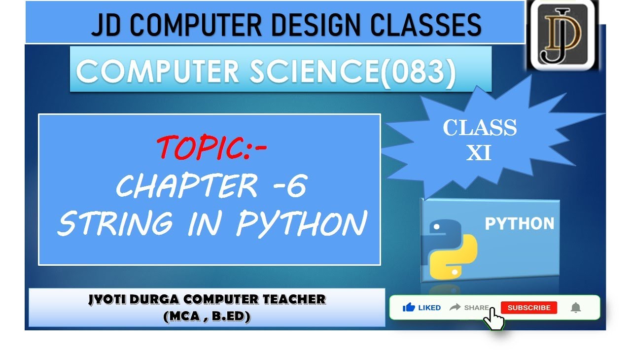COMPUTER SCIENCE (083) CLASS 11 || CH-6 STRING ON PYTHON | BUILT IN FUNCTION|OPERATOR|OTHER FUNCTION