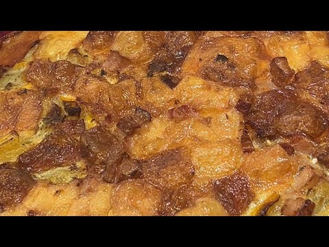 Zucchini revuelto con bacon y queso