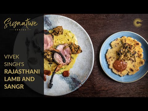 Vivek Singh's Rajasthani Lamb Soola Spiced Rack of Lamb with Sangri & Hot Garlic Chutney