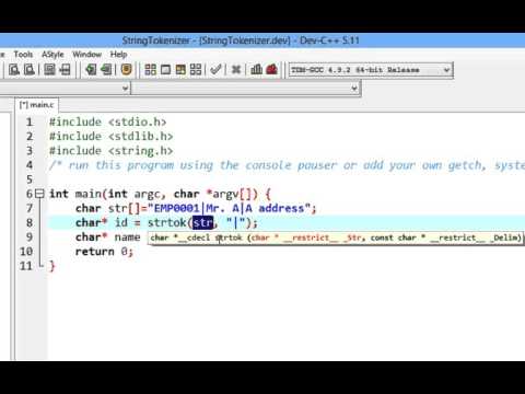 C Programming String Tokenizer String Splitter Strtok Function