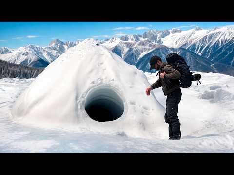 6 DAYS Winter Bushcraft: Building a Survival Shelter in Snow & Cold
