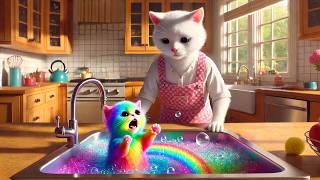 🌈🐱Rainbow Cat's Mischief🫧Crashing Cat Mom💥 #ai #story #catshorts#aicat#catvideos#cartoon#aicat