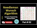Needleman Wunsch Algorithm Dynamic Programming Bioinformatics Part 02 Example