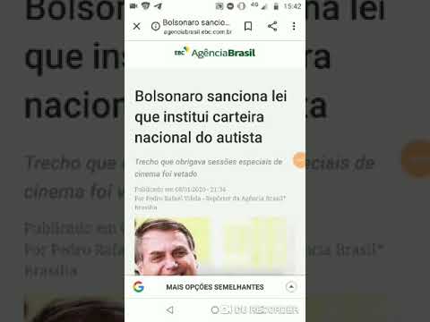Bolsonaro sanciona carteira nacional do autista (PL 2573/2019)