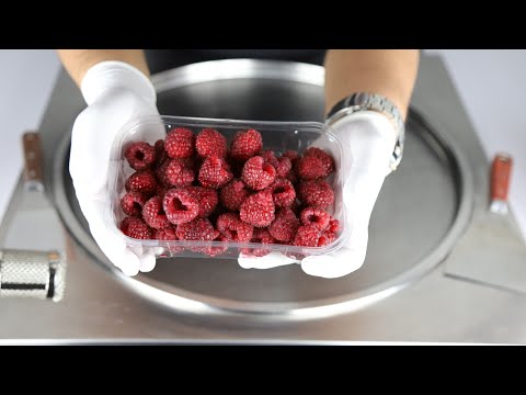 ASMR _  Raspberry Ice Cream Rolls _ oddly satisfying food video 4K