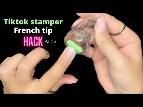 Trying the Tiktok viral French manicure STAMPER HACK again! Part 2: Rainbow French w/ nail polish