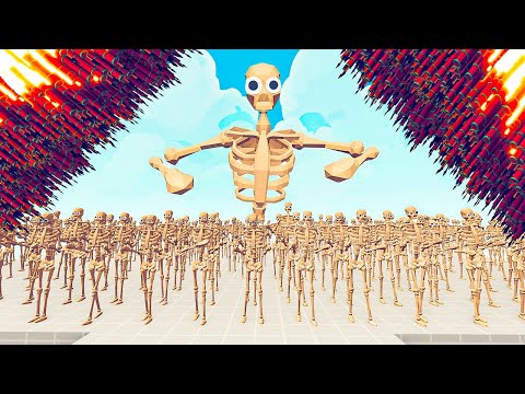100x SKELETON + 1x GIANT vs 3x EVERY GOD - Totally Accurate Battle Simulator TABS