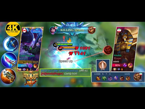 🔰4k Video🔰Pro Global Natalia (ROAM) VS Pro Global Roger(JANGEL) | Never claim for Natalie | MLBB