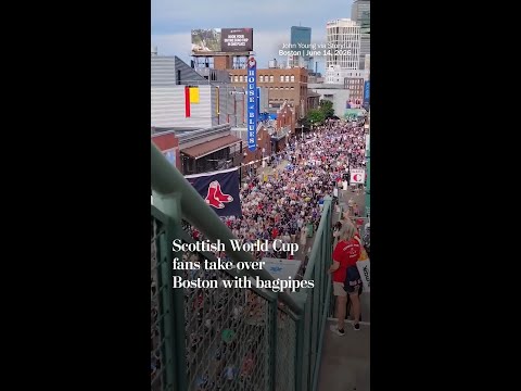 Scottish World Cup fans take over Boston with bagpipes