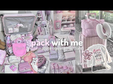 Pack with me; cute travel essentials for a holiday trip ✈ coquette + outfit ideas 🐇🎀 (vlog)