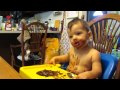 Baby Brother And Sister Eating Chocolate Pudding On His First Birthday