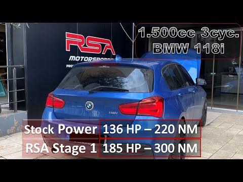 BMW 118i B38 Engine | Stage 1 vs Stock Acceleration | 1500cc 3cyclinder | 136hp to 185hp +80NM Torq.