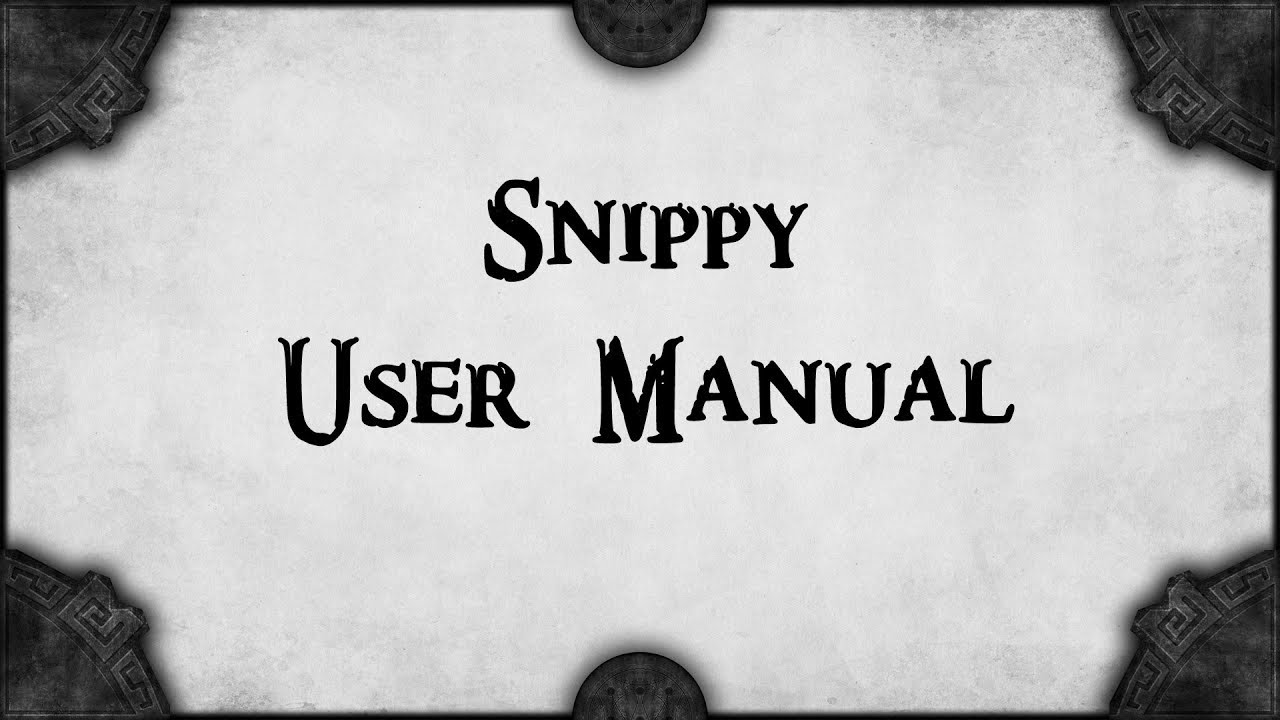 Haem Projects â€” Project AHO: Snippy â€” User Manual (Skyrim Mod) - YouTube