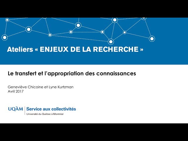 Conférence: «Le transfert et l’appropriation des connaissances»