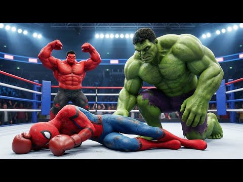 Unexpected Team-Up: Spider-Man & Hulk Knocked Out by Red Hulk in the Ring 😢| AI Superhero Short Film