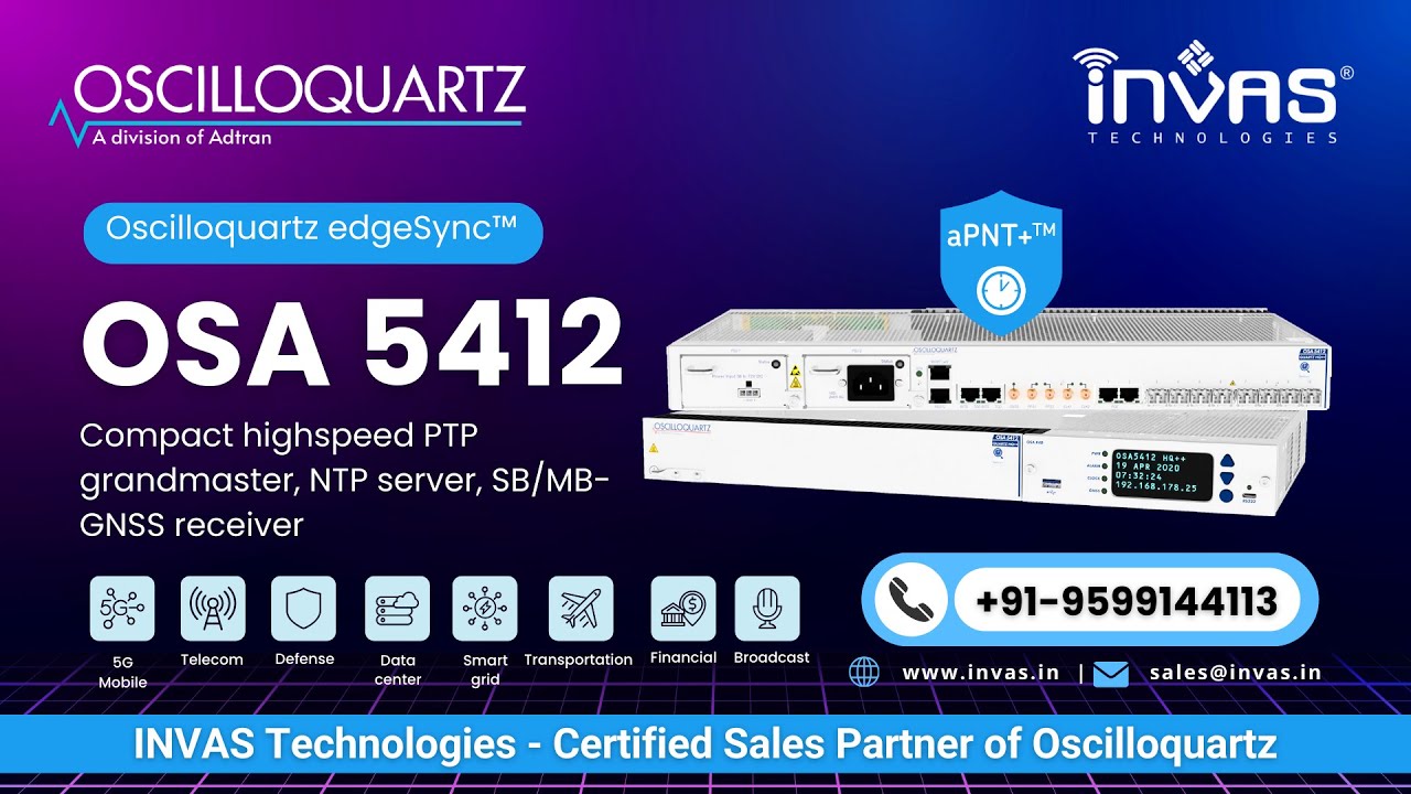 Oscilloquartz OSA 5412: High-Speed PTP Grandmaster, NTP Server & GNSS Receiver in One | GNSS Device
