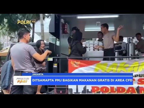 DITSAMAPTA POLDA METRO JAYA BAGIKAN MAKANAN GRATIS DI AREA CAR FREE DAY