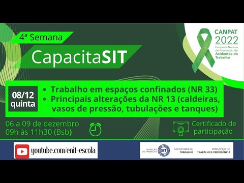 4ª Semana CapacitaSIT - Trabalho em Espaços Confinados - Principais alterações NR 13