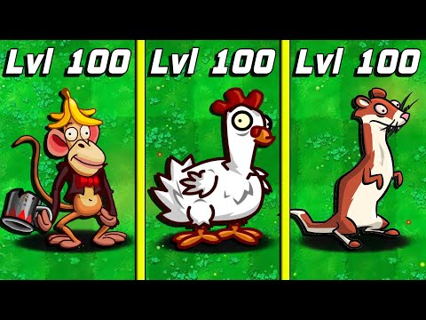 Monkey Zombie vs. Chicken Zombie vs. Ice Weasel Level 100 - PvZ 2 Challenge