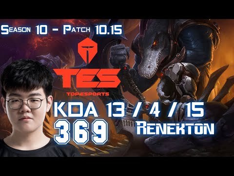 TES 369 RENEKTON vs CAMILLE Top - Patch 10.15 KR Ranked
